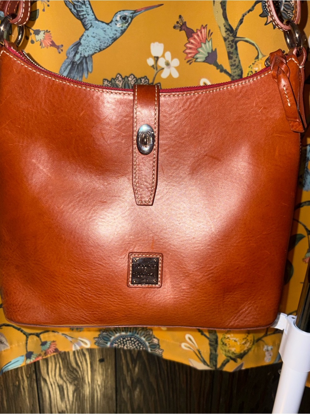 Dooney And Bourke Toscana Florentine Cognac Turnlock Hobo Purse - Picture 2 of 13
